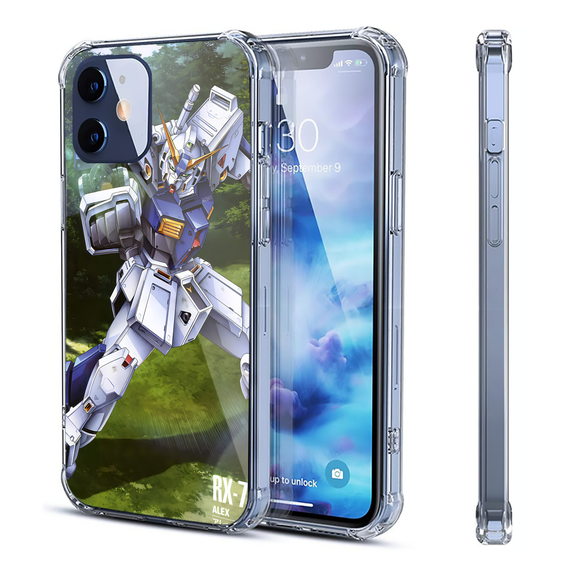 （画像用） 機動戦士ガンダム Mobile Suit Gundam 【iPhone 12シリーズ対応】透明スマホケース（クリアソフトケース）